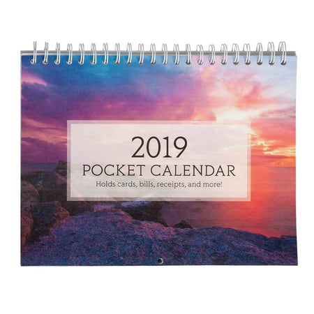 Pocket Wall Calendars - 12-Month Organizational Wall Calendar with Storage Pockets – 2019 – 11.5” x 18”