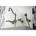 thumbnail image 3 of Kingston KS1246ALBS Heritage Two-Handle Wall Mount Bridge Kitchen Faucet with Brass Sprayer, Polished Nickel, 3 of 8