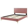 thumbnail image 3 of Platform Bed Frame, Queen Size, Velvet, Pink, Modern Contemporary Urban Design, Bedroom Master Guest Suite, 3 of 10
