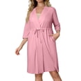 thumbnail image 6 of Iaqnaocc Post Surgery Mastectomy Robes for Women Mastectomy Surgery Recovery with 4 Internal Drain Pockets Women 3/4 Sleeve Oversized Nightgowns for Women Pink XL, 6 of 9