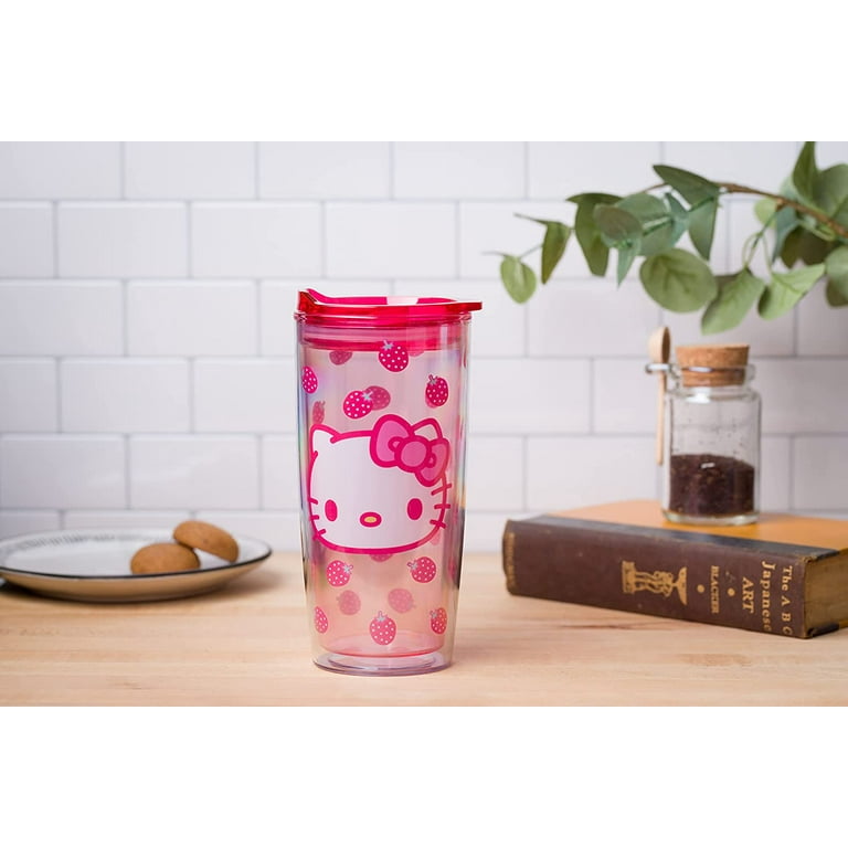 Everyday Delights Hello Kitty Heart Tumbler with Cover & Straw 480ml - Pink