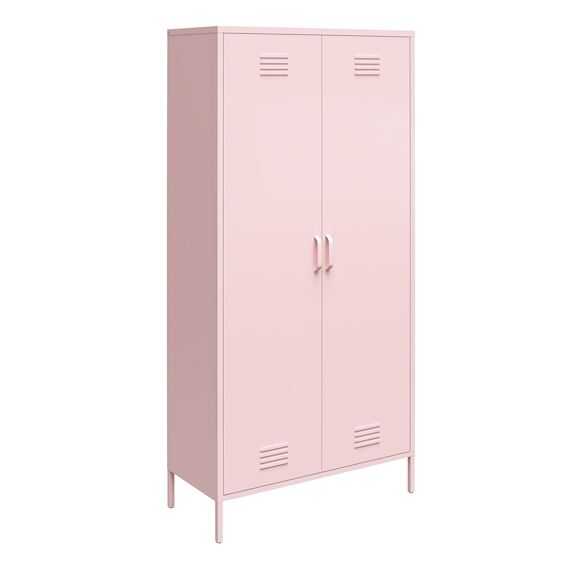 Novogratz Cache 2 Door Tall Metal Locker Style Storage Cabinet, Bashful Pink