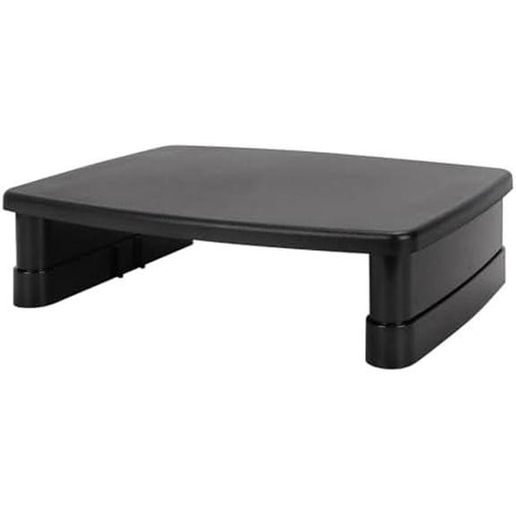 Height Adjustable Rectangular Computer Monitor Riser Desk Stand with Storage for Reduced Neck Strain - Fits Monitors, Laptops Up to 22lbs, Black