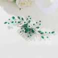 thumbnail image 2 of Granjero Gordo Horquilla de flores para novia, tocado de perlas de cristal, joyería para el cabello de boda dorada (verde), 2 of 5