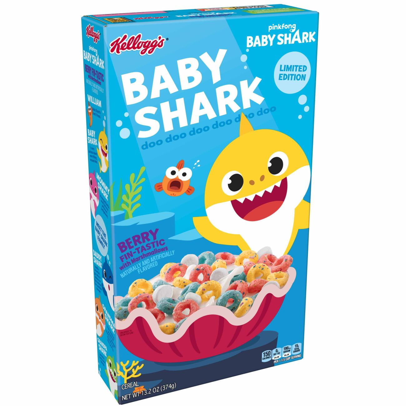 Kellogg's Baby Shark Breakfast Cereal, Berry FinTastic, 13.2 Oz