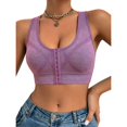 thumbnail image 5 of YWMJI Women's Sports Bra Front Closure No Underwire Bra Soft Wireless Push Up Bra Soft Seamless Supportive Sports Bra Front Closure Tank Bras Everyday Bras Yoga Running Gym Shape Brs Dark Purple Xl, 5 of 5