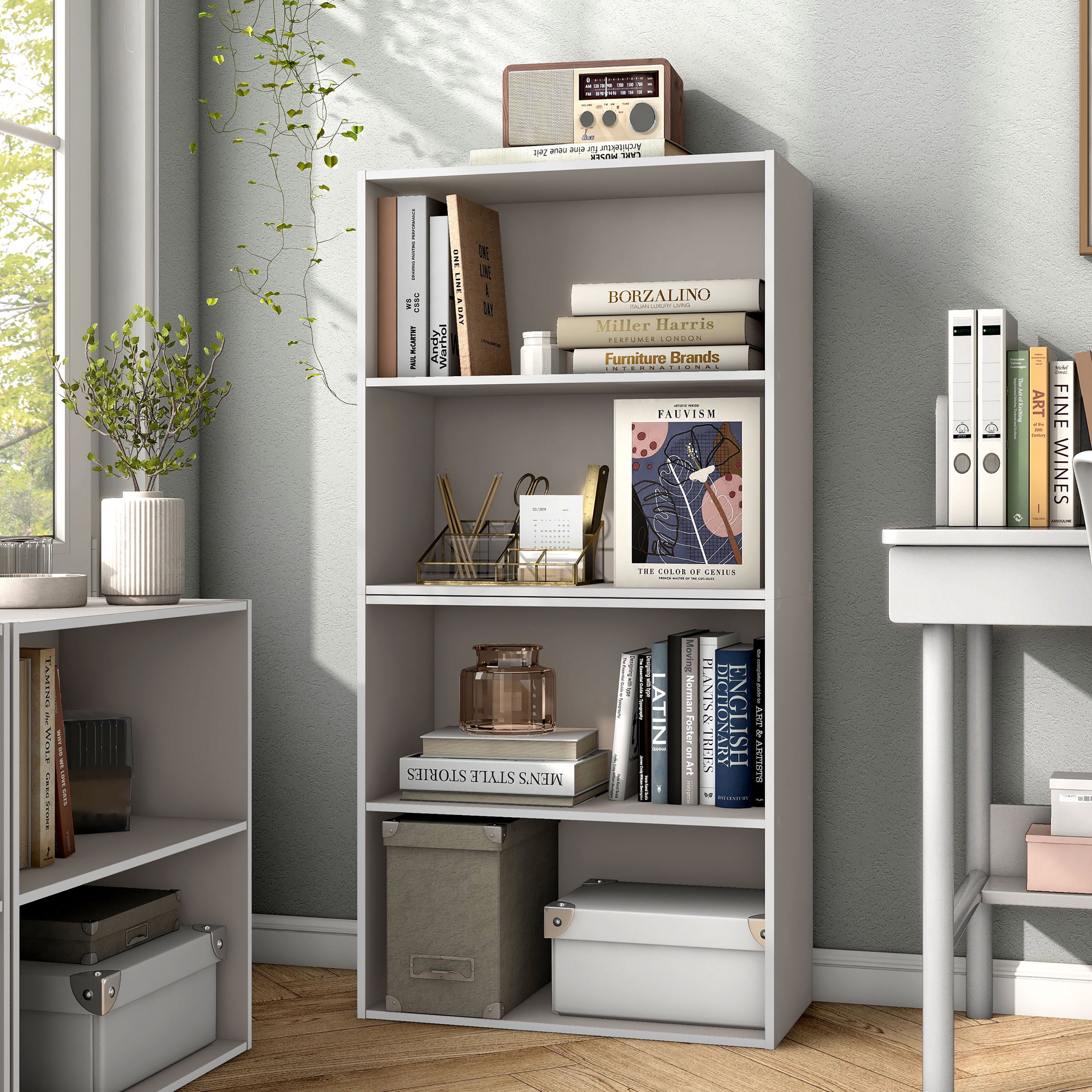 Furniture of America Brooks Stackable 2-Tier Wood Gray Bookcase