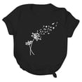 thumbnail image 3 of NAMTYQX Womens Graphic Tees Loose Fit Cool Gemusterte Pattern Short Sleeve Basic Round Neck Stretch Plus Size Short Sleeve Tops for Women Black Size L, 3 of 5