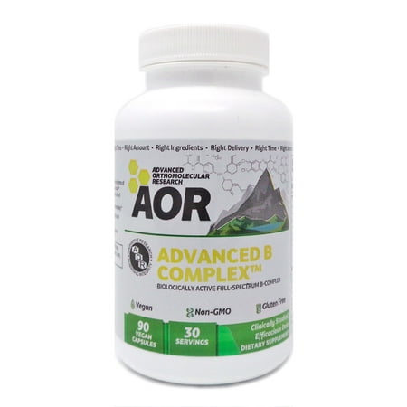 AOR, Advanced B Complex, Multivitamin Support for Energy, Stress and Metabolism, Dietary Supplement, 30 servings (90