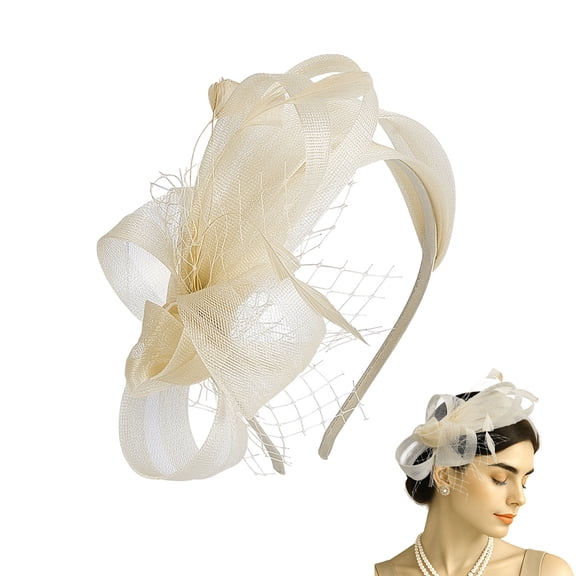 1Pc Fascinators Headband with Feather Women Tea Party Fascinator Hats Vintage 50s Headwear