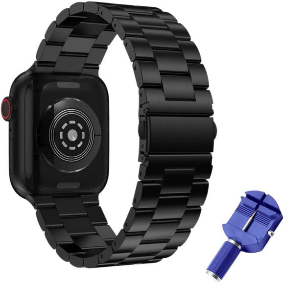PINHEN Metal Strap Compatible with Apple Watch Strap, 42mm 44mm 45mm 49mm Stainless Steel Replacement Band Bracelet Compatible with iWatch Series Ultra/8/7/6/SE/5/4/3/2/1 Strap, Black
