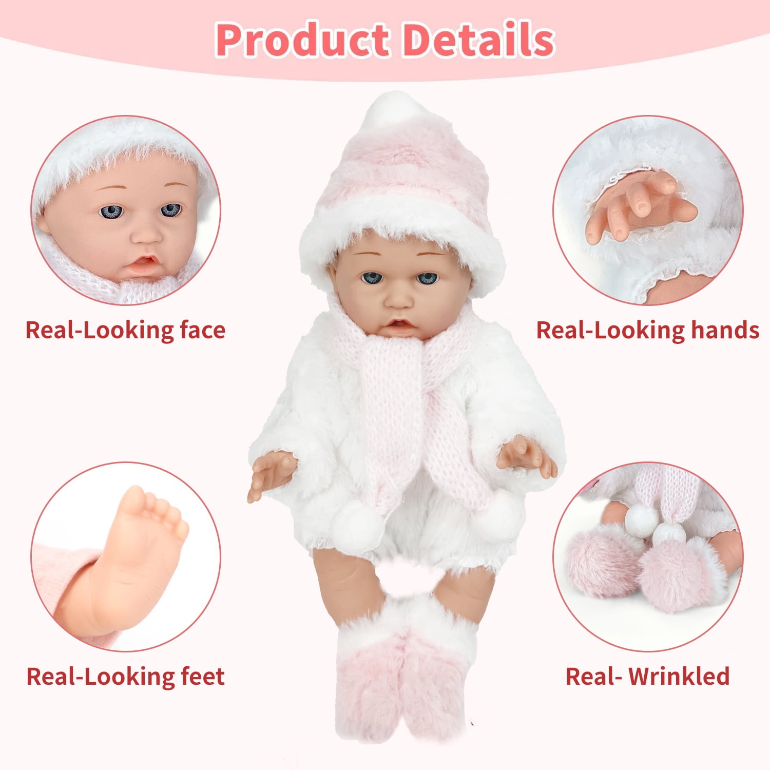 Caunedy Baby Doll Set, 12inch Realistic Soft Baby Doll with Pacifier & Nursing Bottle & Washable Quilt, Doll Toys for Kids 3-5 4-6 5-7 Gifts