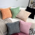 thumbnail image 5 of Taotanxi Double-Sided Faux Fur Plush Throw Pillow Covers 18x18 Fuzzy Striped Soft Cozy Pillowcase Luxury Decorative Pillows Square Shaggy Cushion Covers for Couch Sofa Bed,Black, 5 of 7