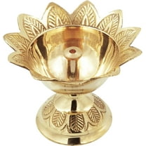 Shubhkart Brass Oil Lamp for Puja/ Burner/ Diya - Devas Diya (Engraved Floral, Medium)