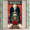 thumbnail image 2 of Colorful Design Holiday Banner Christmas Decoration Train Scene Decor Celebration Backdrop Believe Sign for Holiday Party Indoor Festive Gathering, 2 of 9