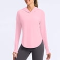thumbnail image 3 of Bxsruta Women's Long Sleeve Hooded Athletic Shirt UPF 50+ Sun Protection Quick Dry Workout Top for Hiking Running and Casual Wear, 3 of 8