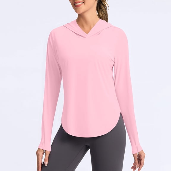 AherBiu Yoga Tops for Women Quick-Dry Lightweight Long Sleeve Sunproof Hoodie Pullover Athletic Workout Tops