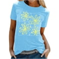 thumbnail image 2 of ALLLIST Womens Tops Short Sleeve Summer Floral T-Shirts Drop Shoulder Blue Pullover Women's Clothing, 2 of 5