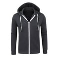 thumbnail image 2 of Curuila Mens Hoodies Solid Color Long Sleeve Zipper Pullover With Pocket Fashion Soft Warm Autumn Winter Sweatshirt Gray Size L, 2 of 3