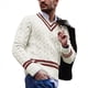 thumbnail image 1 of Suéter de Cuello en V para Hombre, Informal, de Punto , Ajustado, de Larga, para Otoño e Invierno. XL, 1 of 6