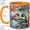 Orange, variant on Chickadee Watercolor Coffee Mug, Pair of Chickadees Mug, Calm Morning Tea Cup, Small Birds on Branch with Colorful Sky, Woodland Bird Art, Cozy Kitchen Accent, Home Birdwatcher