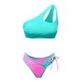 thumbnail image 4 of Afdoent Womens Bikini Sets Women's High Waist Bikini Two Piece Set Color Block One Shoulder Tie Bikini Push Up Swimsuit 2026 Retro Swimsuit, 4 of 5
