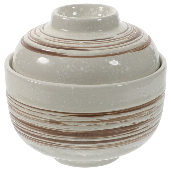 OHOIOLLA 1 Set Noodles Bowls with Lid for Restaurant Ceramic 10X10X9.5CM 230ml