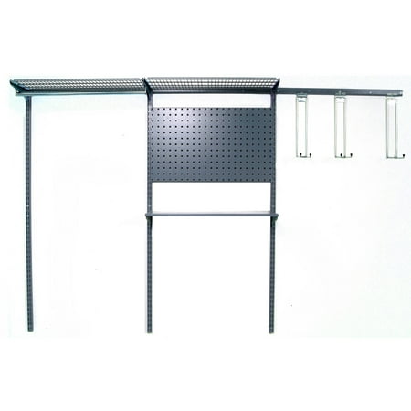 Triton Products® Storability 96"W x 32"H Laundry System with 3 Top Tracks, 3 Hang Rails and Mounting Hardware, 2 Wire Shelves, 1 Clothes Rod, 1 Steel Pegboard with 10 Locking Hooks, 3 Long Hooks