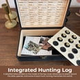 thumbnail image 4 of The Hunter's Legacy Memory Box - Vintage Stag Engraved Wooden Keepsake Box with 20 Shell Casing Slots, Integrated Hunting Log, Sequential Numbering System, 4 of 4