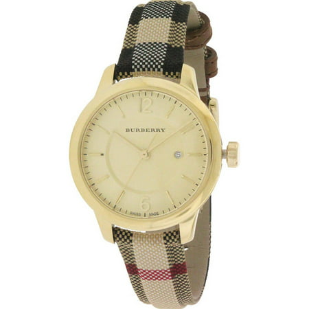 Burberry Women's BU10104 'The Classic' Honey Check Fabric-Coated Leather Watch