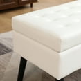 thumbnail image 5 of Hassch 43.3 Inch Upholstered Storage Bench in White PU Leather, Modern Bedroom End of Bed Ottoman with Button Tufted Seat and Solid Wood Legs, for Entryway Hallway Living Room, 5 of 9