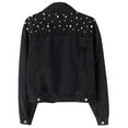 thumbnail image 5 of IWRICH Women's Oversized Denim Jacket Embroidered Pearls Beading Jeans Coat Black XXL, 5 of 5