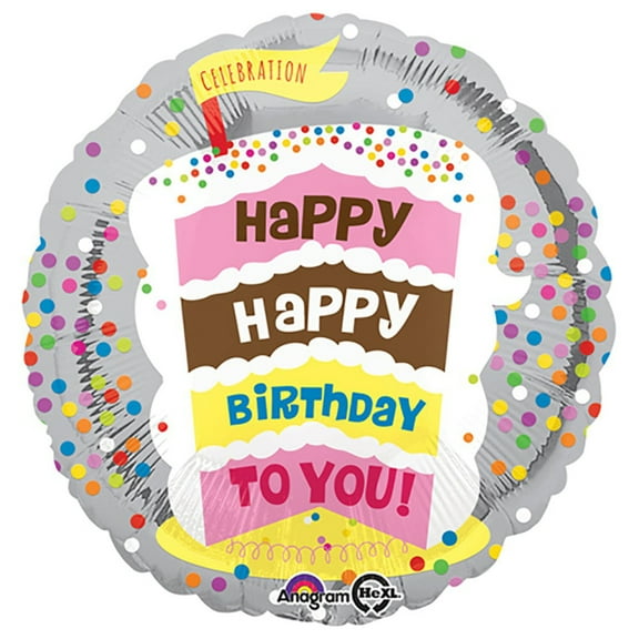 18 inch Happy Birthday To You Cake Foil Mylar Balloon - Party Supplies Decorations