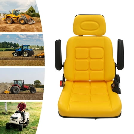 Miumaeov Universal Tractor Seat Adjustable Tractor Seat Forklift Seat with Backrest & Armrest 100kg/220lbs