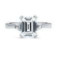thumbnail image 2 of BERRICLE Sterling Silver 3-Stone Wedding Engagement Rings 2.6 Carat Emerald Cut Cubic Zirconia CZ Ring for Women, Rhodium Plated Size 7, 2 of 10