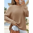thumbnail image 2 of Women's Chunky Knit Sweater - Oversized Ribbed Crewneck Long Sleeve Top Fall Winter Casual Fashion, 2 of 7