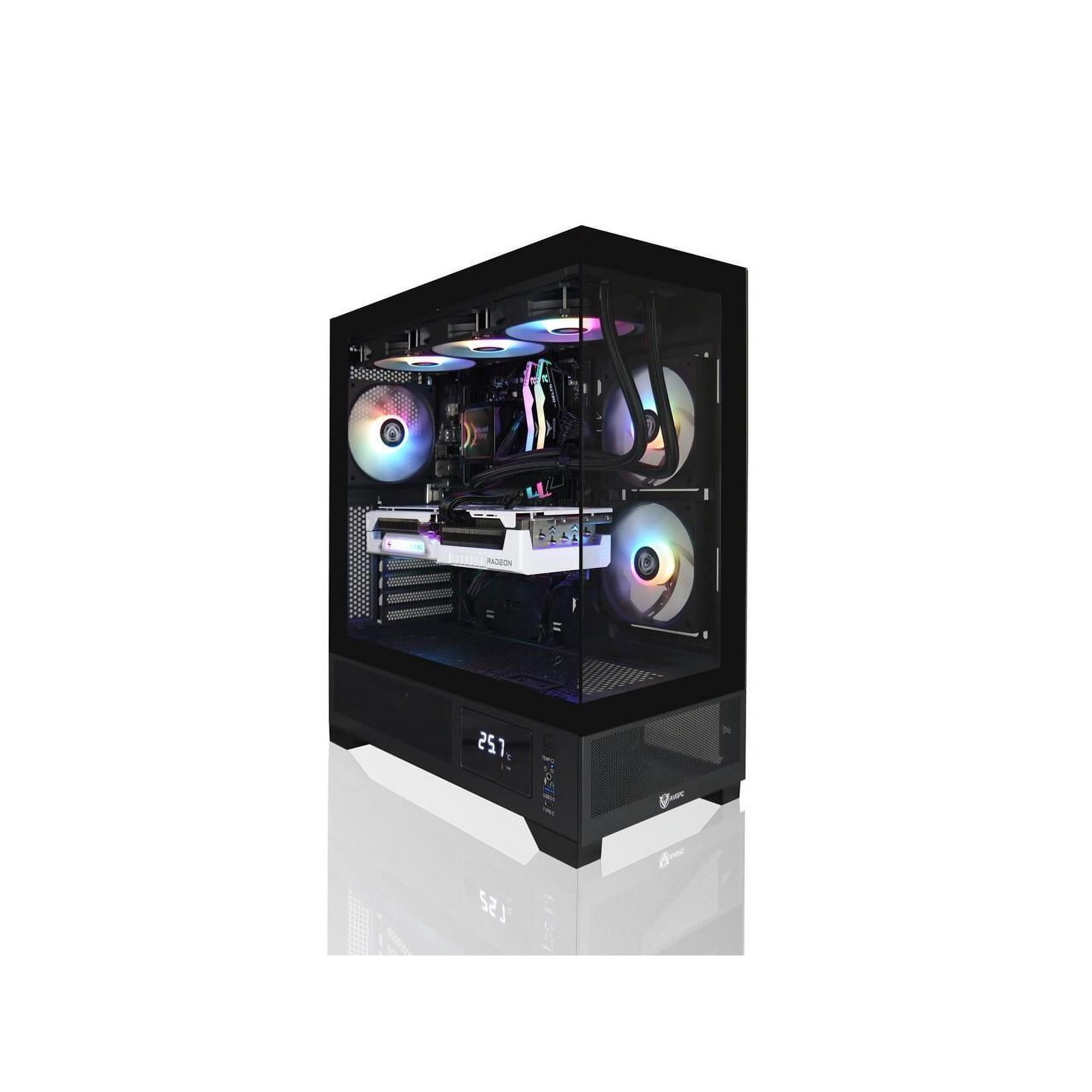 AVGPC Whirlwind Gaming PC AMD Ryzen 7 9700X Zen5, Radeon RX 9070 XT, 32GB 6000MHz DDR5, 1TB NVME M.2 SSD, 360MM AIO Liquid Cooling, WiFi/AC, Tempered Glass Case White, Windows 11 Home Black