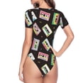 thumbnail image 4 of Naloa Colorful Retro Tape Women's Short-Sleeved Onesie, One-Piece Swimsuit for Parties, dates, clubs - Small, 4 of 9