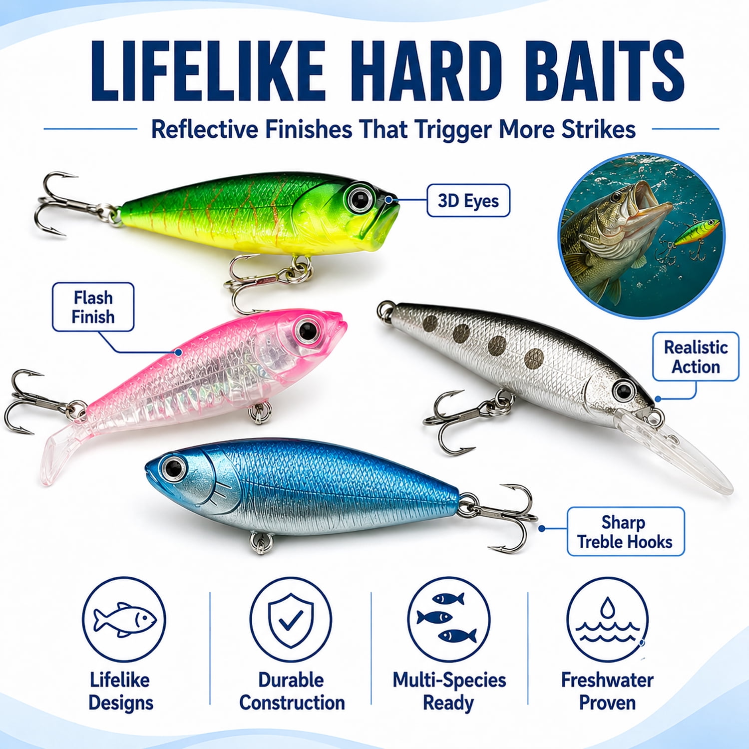 Fishing Lures Tackle Box Kit,Saltwater Freshwater Fishing Gear,Baits Tackle Including Crankbaits, Topwater Lures, Spinnerbaits,Fishing Accessories etc for Bass,Trout, Salmon, Fishing Gifts for Men