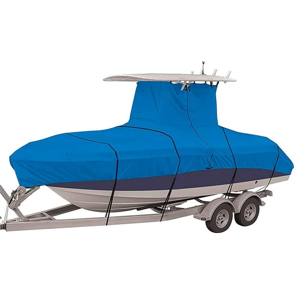 SEBLAFF 22-24FT 420D Blue Heavy Duty Waterproof Boat Cover Replacement for T-Top Roof Boat