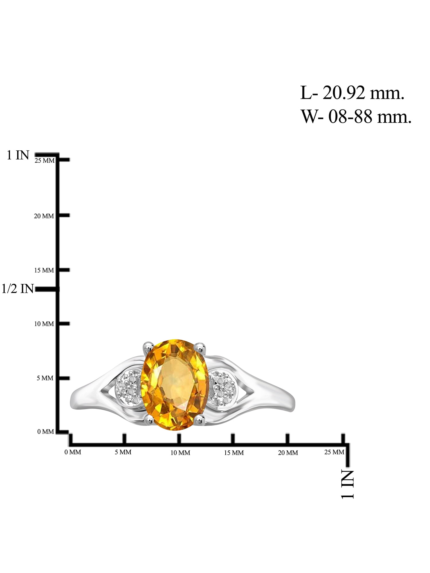JewelersClub Citrine Ring Birthstone Jewelry – 1.10 Carat Citrine 0.925 Sterling Silver Ring Jewelry with White Diamond Accent – Gemstone Rings with Hypoallergenic 0.925 Sterling Silver Band