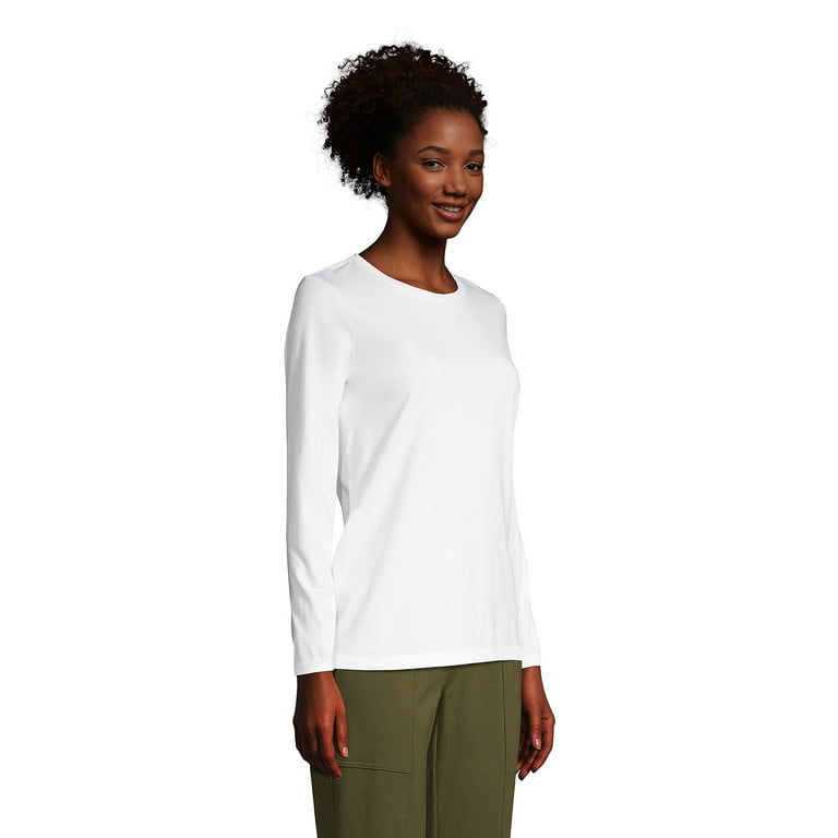 Lands' End Women's Relaxed Supima Cotton Long Sleeve Crewneck T-Shirt