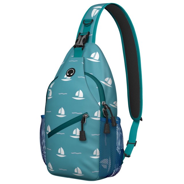 Sac à Dos Léger de Randonnée avec Design de Carte Océanique et Boussole, Rangement Multi-Couches Durable et à la Mode pour Voyage Côtier et Utilisation en Extérieur