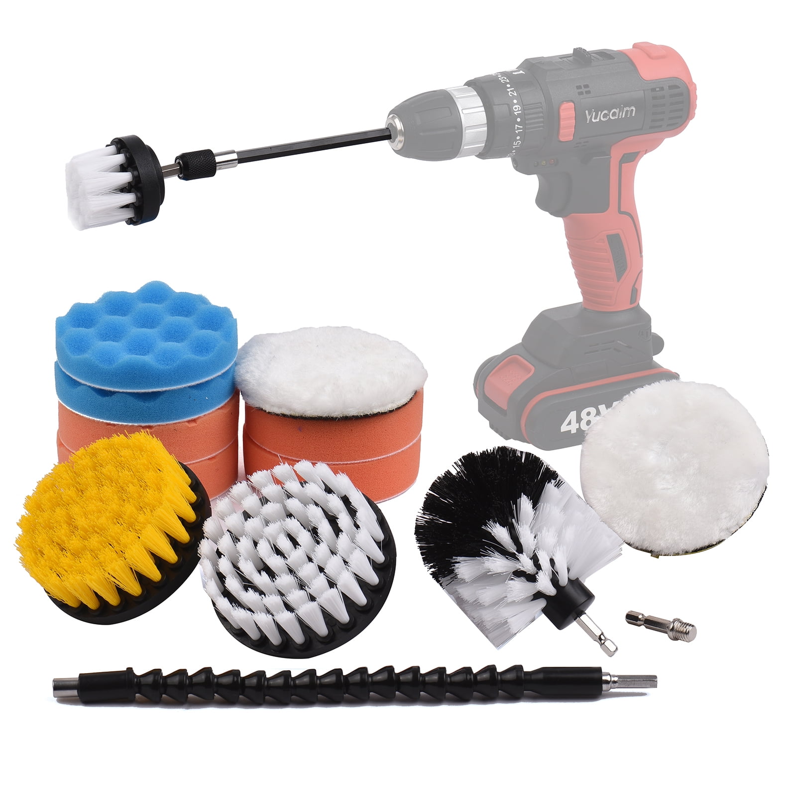 15 Pcs Drill Brush Car Detailing Kit Car Polishing and Buffing 