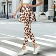 thumbnail image 3 of COEQINE Women High Waist Yoga Skirted Legging Elastic Comfy Fit Tennis Skirts with Leggings Dark Brown Leopard Pattern Golf Pickleball Skort Pants with Pockets, XS, 3 of 7