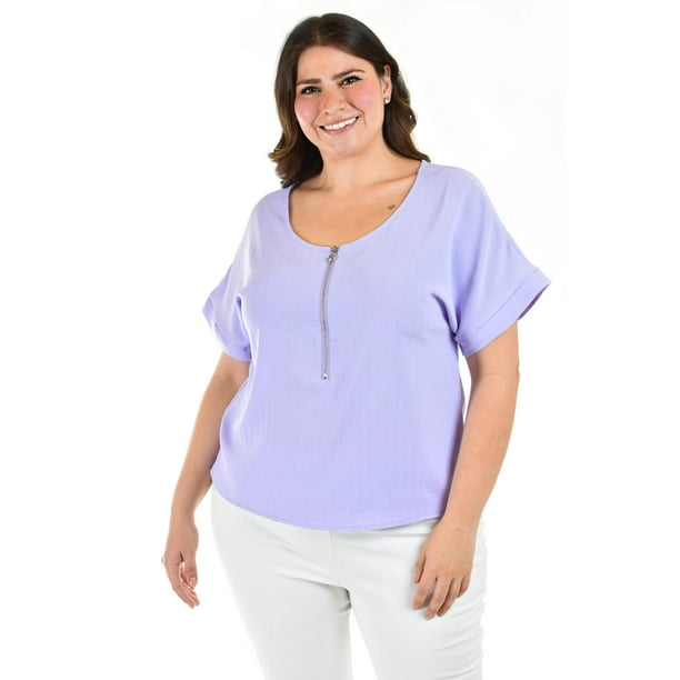Blusa con cierre Roman Fashion Tallas Extras 017 Lila 42