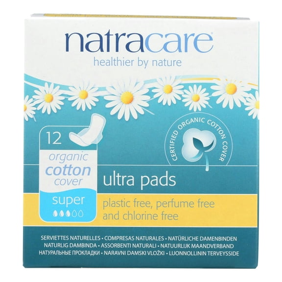 Natracare Ultra Thin Sanitary Pads with Wings 12 ct (Pack Of 6)