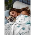 thumbnail image 3 of Turquoise Flowers Twim Size Flat Sheet, Wrinkleproof & Fadeproof Cooling Flat Bed Sheet Only, Farmhouse Spring Botanical Floral Breathable Soft Bedding Top Sheets 66 x 96 Inches, 3 of 8