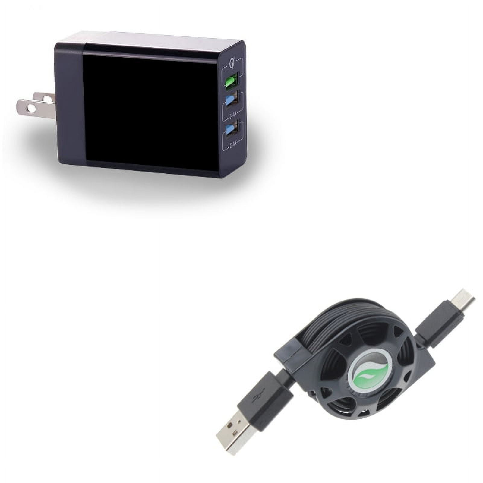 6.8Amp 34W Home Charger w Type-C Retractable USB Cable V1V for Samsung Galaxy Tab S5e 10.5 S4 10.5 Note 10 Plus A 10.1 (2019) Fold A20 A10e - Sony Xperia 5 10 Plus 1 - Xiaomi Redmi Note 7