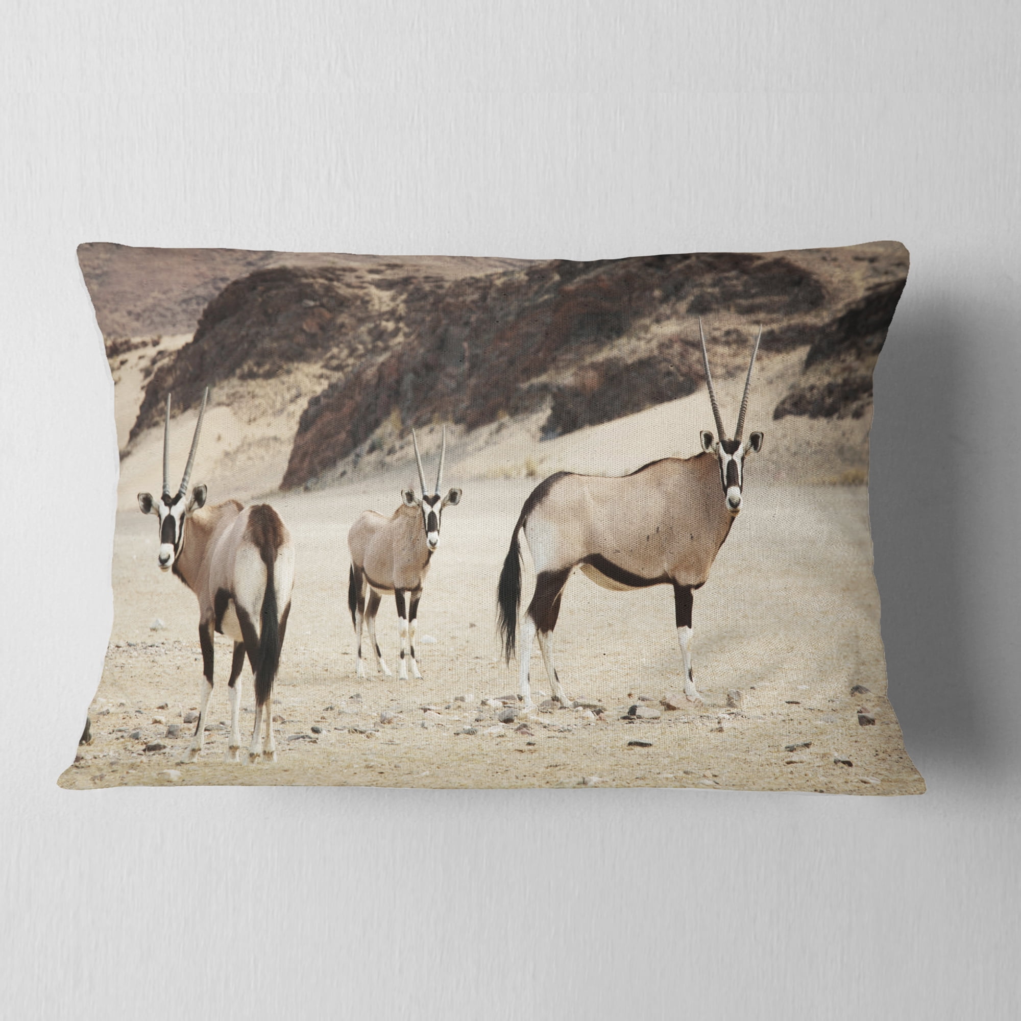 Designart 12" x 20" Brown Polyester Throw Pillow